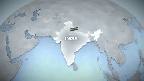 3D Globe Map Highlighting India With National Flag Marker Stock Footage 336566781