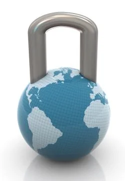 3d globe padlock Stock Illustration