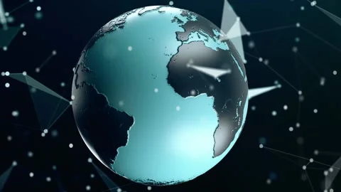 3d Globe in Plexus Background Stock Footage 211804987
