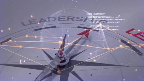 3D globe rising above compass driving pointer rotating clockwise aligning red Stock Footage 315406548