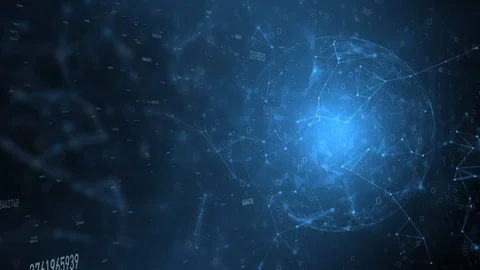 3d globe rotation in digital dark blue cyberspace network Stock Footage 111399378