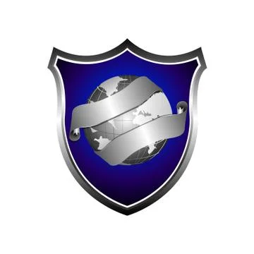 3D Globe shield vector icon. filled flat sign for mobile concept and web desi Stock Illustration