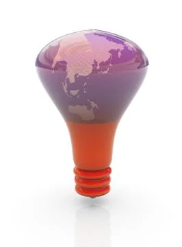 3d globe in side bulb Stock Illustration