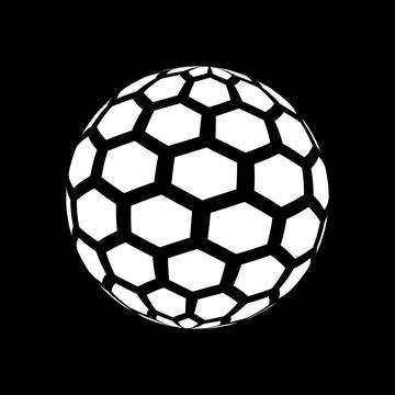 3d globe sphere with white halftone hexagons vector template Stock Illustration