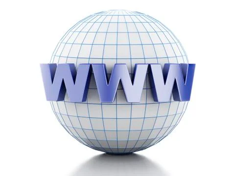 3D Globe with text www 库存插图