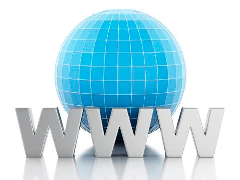 3D Globe with text www 库存插图