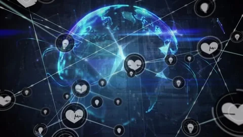 The 3d globe is turning against a digital interface background Stock Footage 328712219