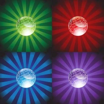 3d globes with burst background Stock Illustration