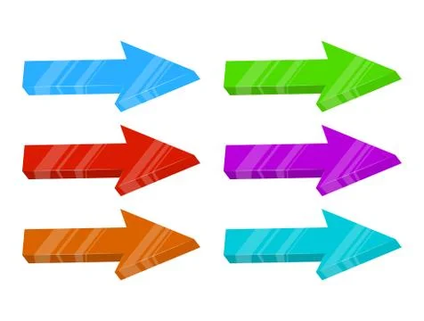 3d glossy arrow set vector design isolated on white background Ilustración de archivo
