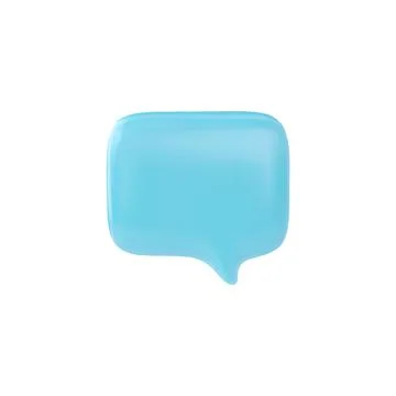 3D glossy blue empty speech bubble, vector render roundish rectangular text Stock Illustration