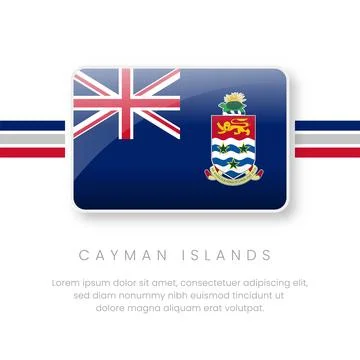 3D Glossy Cayman Islands Flag Button - National Emblem and Caribbean Territ.. Stock Illustration
