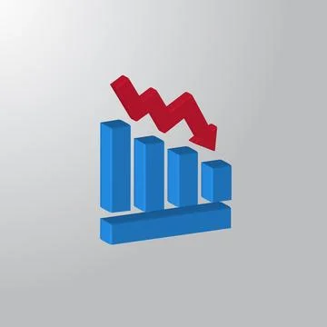 3d glossy chart down symbols icons templates Stock Illustration