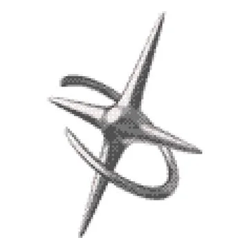 3D glossy chrome star in ring pixel art, Y2K space symbol silver melting Stock Illustration