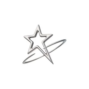 3D glossy chrome star shape in Y2K style, vector silver melting, volume steel Stock Illustration