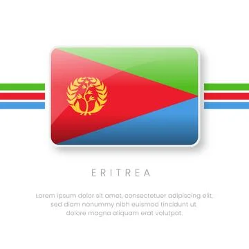 3D Glossy Eritrea Flag Button - National State of Eritrea Emblem and Horn o.. Stock Illustration