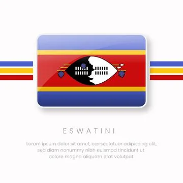 3D Glossy Eswatini Flag Button - National Kingdom of Swaziland Emblem and S.. Stock Illustration