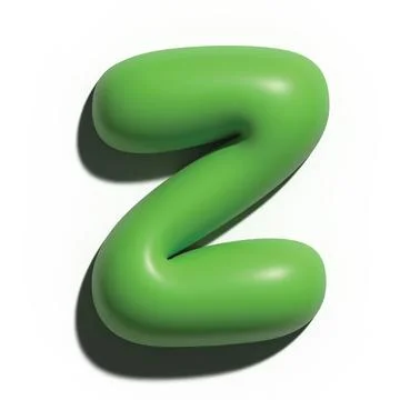 3D Glossy Green Letter Z on White Background Stock Illustration