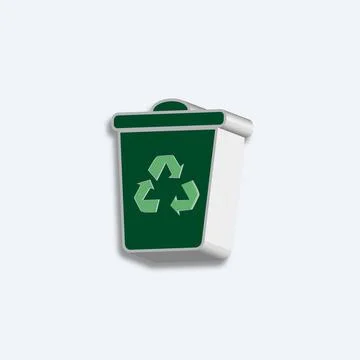 3d glossy of green trash bin icons design イラスト素材