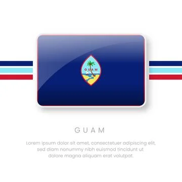 3D Glossy Guam Flag Button - National Guamanian Emblem and Guhan Territory .. Stock Illustration