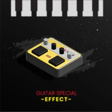3d glossy of guitar pedal effect icons design Stock Illustration