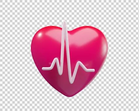3D Glossy Heart with ECG Pulse Stock Illustration