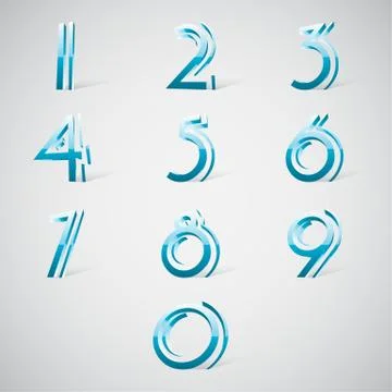 3d glossy number set Stock Illustration