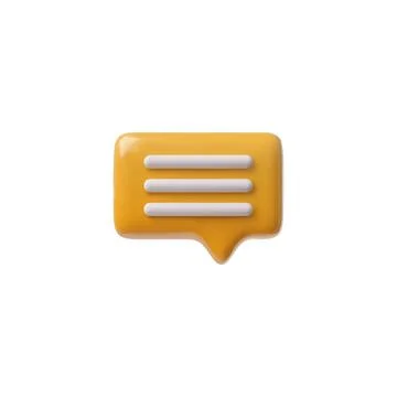 3D glossy orange speech bubble with white text lines, vector volume rectangle 스톡 일러스트