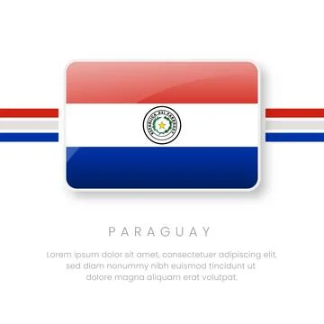3D Glossy Paraguay Flag Button - National Republic of Paraguay Emblem and S.. Ilustração Stock
