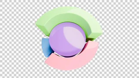 3D Glossy Pie Chart Logo with Colorful Segments on White Background Stock Illustration