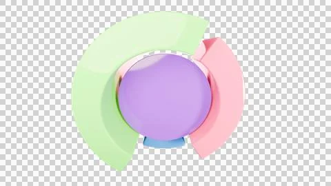 3D Glossy Pie Chart Logo with Colorful Segments on White Background Stock Illustration