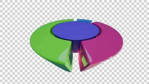 3D Glossy Pie Chart Logo with Colorful Segments on White Background Stock Illustration