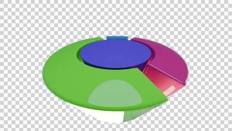 3D Glossy Pie Chart Logo with Colorful Segments on White Background Stock Illustration
