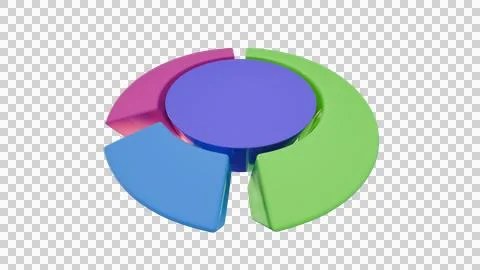 3D Glossy Pie Chart Logo with Colorful Segments on White Background Stock Illustration