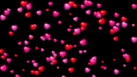3D Glossy Pink and Red Hearts Falling Loop, Romantic Valentine's Day Background Stock-Footage 331547302