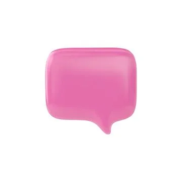 3D glossy pink empty speech bubble, vector render roundish rectangular text イラスト素材
