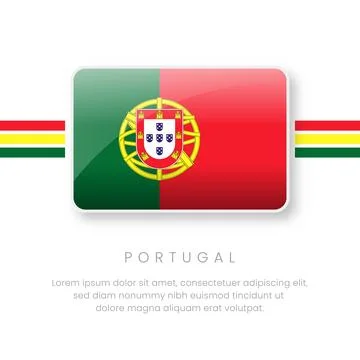 3D Glossy Portugal Flag Button - National Portuguese Republic Emblem and Eu.. Stock Illustration
