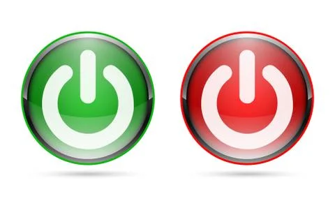 3D glossy Power buttons. Vector illustration. Stock Illustration