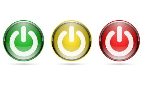 3D glossy Power buttons. Vector illustration. Stock Illustration