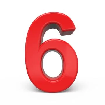 3d glossy red number 6 Stock Illustration
