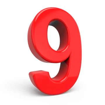 3d glossy red number 9 Stock Illustration