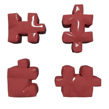 3D glossy red puzzles Stock Illustration