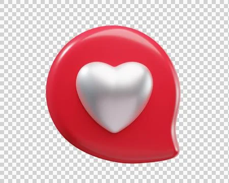 3D Glossy Red Speech Bubble with White Heart Icon Illustrazione stock