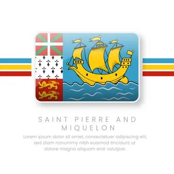 3D Glossy Saint Pierre and Miquelon Flag Button - National French Overseas .. Stock Illustration