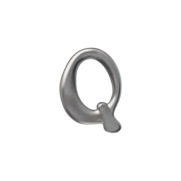 3D glossy silver letter Q with liquid metal surface, vector realistic voluminous Stock Illustration