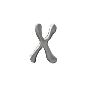 3D glossy silver letter X with liquid metal surface, vector realistic metallic Stock Illustration