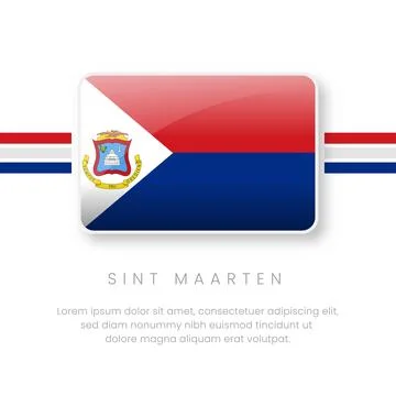 3D Glossy Sint Maarten Flag Button - National SXM Emblem and Caribbean Coun.. Stock Illustration