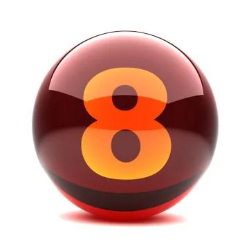 3d glossy sphere with orange digit - 8 Stock Illustration