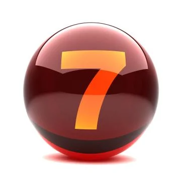 3d glossy sphere with orange digit - 7 Illustrazione stock