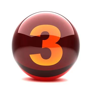 3d glossy sphere with orange digit - 3 Stock Illustration