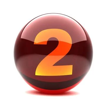 3d glossy sphere with orange digit - 2 Stock-Illustration